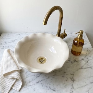 Hand-Painted Moroccan Ceramic Vessel Sink, Authentic Fes Pottery Basin ,artisan ceramic sink