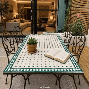Moroccan Mosaic Table, Handmade Zellige Tile Side Table, Moorish Accent Table,  Style Boho Furniture,artisan coffee table