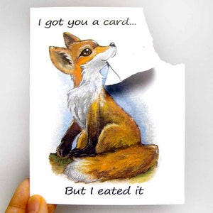 Red Fox Card, Funny Greeting Card, Woodland Fox Art, Any Occasion, Blank Card, Thinking Of You, Happy Birthday, Thank You, Custom Card