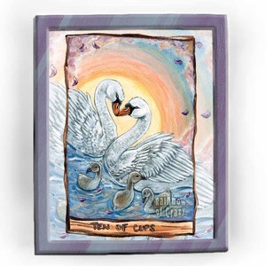 Art du cygne, impression de famille, dix baguettes, cadeau pour amateur d'oiseaux, liseuse de tarot, amoureux de la nature, tarot animiste