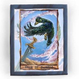 Impression de canard, carte de tarot page d'épées, cadeau pour amoureux des animaux, propriétaire d'oiseau, lecteur de tarot, tarot animisme