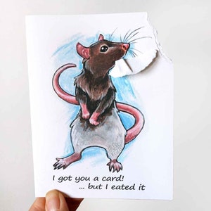 Carte de rat fantaisie, voeux drôle pour propriétaire d'animal de compagnie, joyeux anniversaire, carte de correspondance d'humour pour amoureux des animaux, ratties mignons, merci, message personnalisé