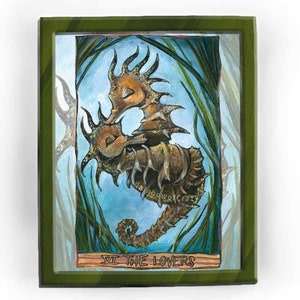Impression d'art hippocampe, décoration nautique, carte de tarot pour les amoureux, je t'aime, jeu de tarot animisme, dimension personnalisée, cadeau d'anniversaire