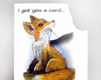 Red Fox Card, Funny Greeting Card, Woodland Fox Art, Any Occasion, Blank Card, Thinking Of You, Happy Birthday, Thank You, Custom Card
