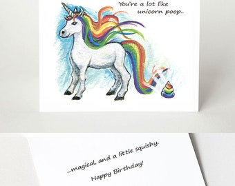 Funny Card, Unicorn Poop, Happy Birthday Card, Thank You Card, Valentine's Day, Anniversary Card, Custom Notecard, Personalized Card