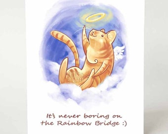 Pet Sympathy Card, Tabby Cat, Orange Tabby, Cat Owner, Pet Memorial, Death of Pet, Rainbow Bridge, Sorry for Your Loss, Angel Pet