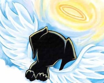 Pet Angel Dog Art, Pet Print, Pet Loss, Black Dog Portrait, Large Wall Art, Memorial Gift, In Memory, Dog Owner Gift, Custom Text