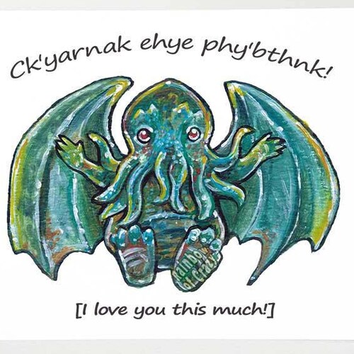 Cute Cthulhu Christmas Card HP Lovecraft Fantasy Art - Etsy