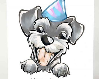 Dog Birthday Card - Miniature Schnauzer Art