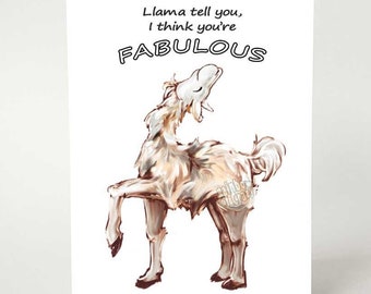 Funny Card, FABULOUS LLama, Blank Greeting Card, Thank You Card, Valentine's Day, Anniversary Card, Happy Birthday, Personalized Card