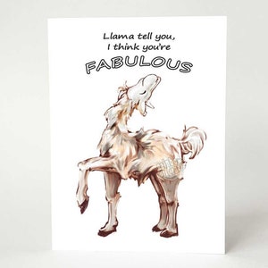 Carte fabuleuse de lama, carte de correspondance drôle, saint valentin, joyeux anniversaire, mot de remerciement pour fermier, joyeux anniversaire, art des animaux de la ferme,
