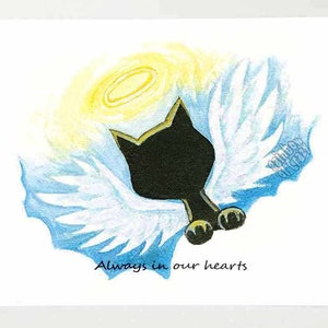 Carte commémorative, ange chat, désolé pour votre perte, propriétaire d'un animal de compagnie, pont arc-en-ciel, message personnalisé, perte d'un animal de compagnie, message de sympathie, plus sincères condoléances