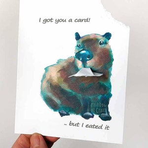 Tarjeta de capibara, divertida tarjeta de felicitación, feliz cumpleaños, aniversario, para amantes de los animales del zoológico, mensaje personalizado, interior en blanco, nota para niños