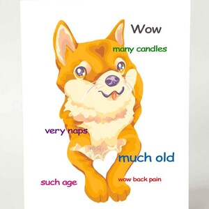 Carte chien, meme doge, joyeux anniversaire, amoureux des animaux, note amusante pour le propriétaire d'un animal de compagnie, message personnalisé, nom personnalisé, blanc à l'intérieur
