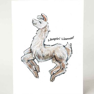 Carte d'anniversaire amusante, lamas bondissants, amoureux des animaux de la ferme, félicitations, remise des diplômes, nouvel emploi, pour les enfants, jour spécial, message personnalisé