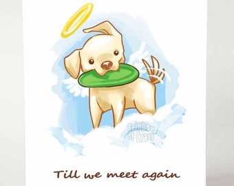 Pet Sympathy Card, Dog Loss, Labrador Retriever, Angel Notecard, Best Friend, Frisbee Lover, Sorry for your Loss, Rainbow Bridge, Blank Card