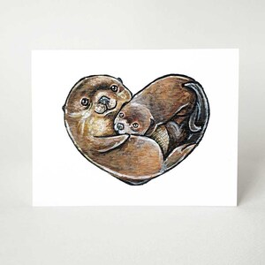 Carte loutre, je t'aime, saint valentin, joyeux anniversaire, amoureux des animaux de zoo, carte de correspondance coeur, pensée à vous, message personnalisé, nouveau bébé