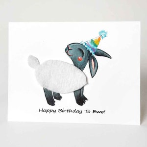 Funny Card, Black Sheep Card, Happy Birthday To Ewe, Farm Animal Print, Custom Message, Blank Card, Personalized Text, Kids BDay Card image 1