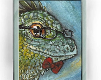 Cute Iguana Art Print: Nerdy Artwork for Kids, Pet Owners