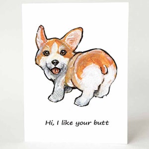 Carte de fesses de corgi, carte de correspondance de chien drôle, j'aime vos fesses, anniversaire, pour femme, mari, amoureux des animaux, pour partenaire, propriétaire d'animal de compagnie, message personnalisé