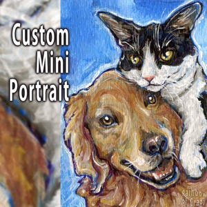 Arte personalizado para mascotas, retrato de perro ACEO, pintura de gato, obra de arte de conejo, regalo conmemorativo para dueños de aves, amantes de los animales, regalo asequible para niños