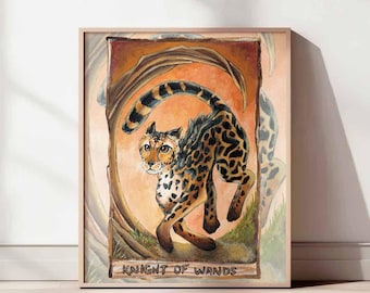 King Cheetah Print, Big Cat Art, Knight of Wands, Wildlife Decor for Animal Lover, Tarot Reader