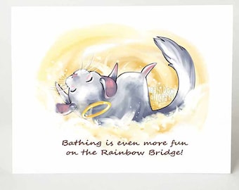 Sympathy Card, Chinchilla Art, Pet Owner, Rainbow Bridge, Personalized Card, Animal Lover, Pet Loss, Angel Card, Pet Print, Blank Card