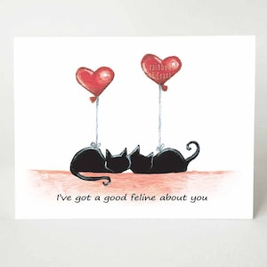 Carte drôle, carte de voeux chat noir, carte d'anniversaire, Saint-Valentin, je t'aime