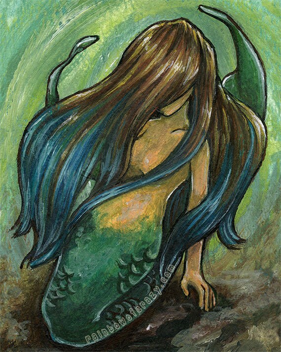 Mermaid Gift Fantasy Art Any Size Print Ombre Hair Etsy