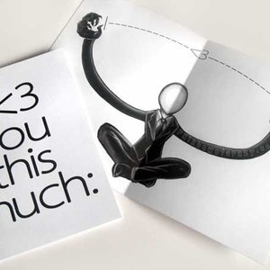 Tarjeta de Slenderman, hombre delgado, día de San Valentín, te amo mucho, feliz aniversario, meme de cumpleaños, amante del terror, tarjeta divertida
