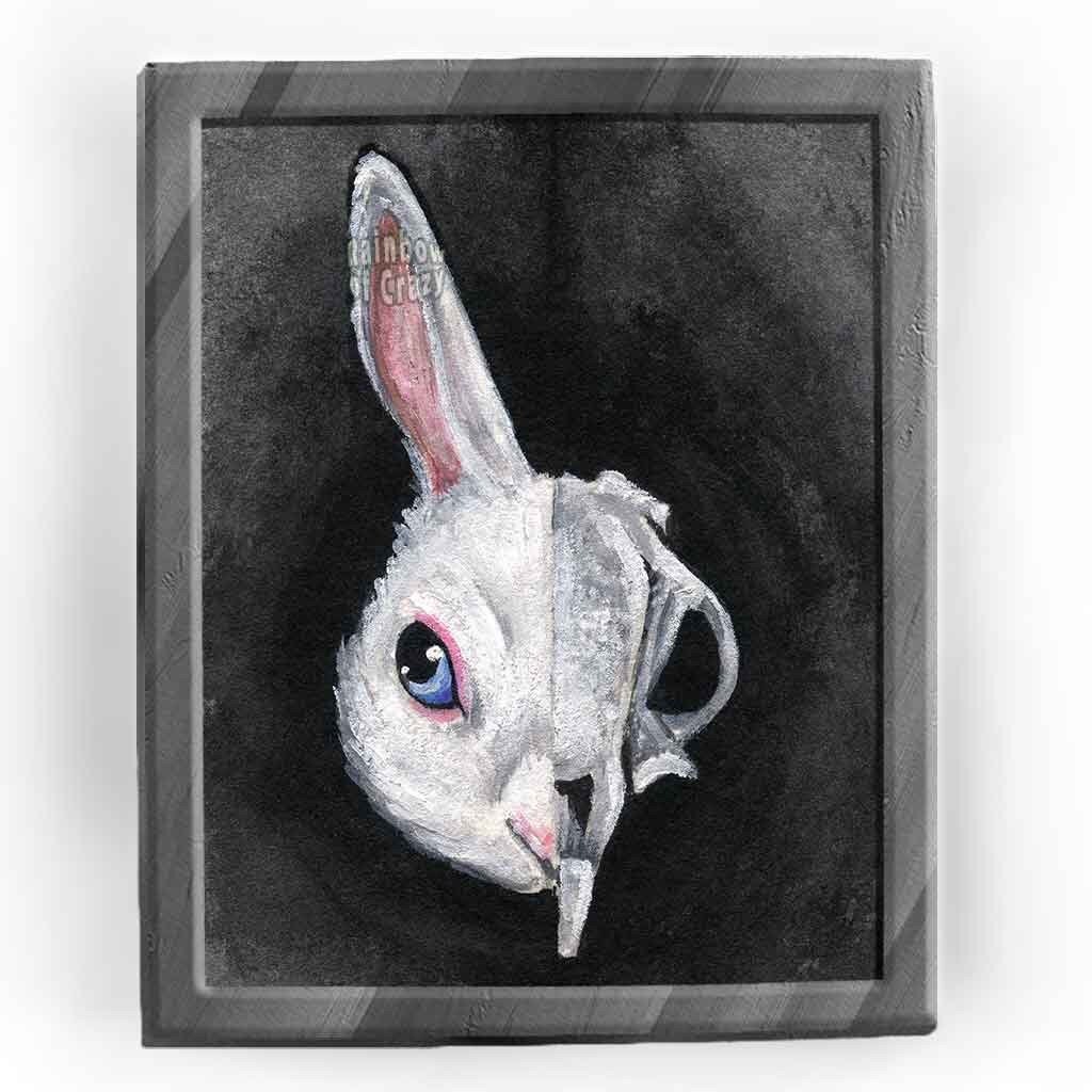 White Rabbit Art, Skull Gift, Bunny Print, Large Wall Art