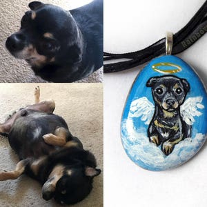 Custom Pet Jewelry, Angel Pet Necklace, Charm Pendant, Personalized Keepsake, Hand Painted Rock, Pet Memorial, Cat Painting, Dog Portrait image 4