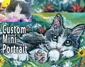 Custom Pet Portrait from Photo, ACEO Original, Cat Painting, Dog Artwork, Hamster Keepsake, Memorial Gift for Pet Owners, Bird Illustration