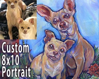 Custom Pet Portrait, 8x10 Canvas, Acrylic Painting, Animal Lover Memorial Gift