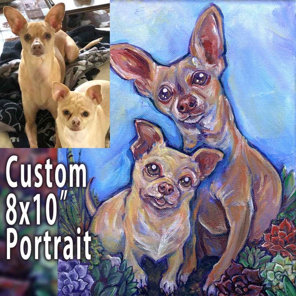 Custom Pet Portrait, 8x10 Canvas, Acrylic Painting, Animal Lover Memorial Gift