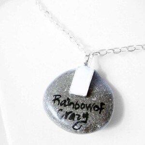 Gray Bunny Necklace, Dwarf Rabbit Pet Portrait, Sympathy Gift for Animal Lover, Pet Owner, Pet Loss, In Memory, Keepsake Gift, Rock Art image 4