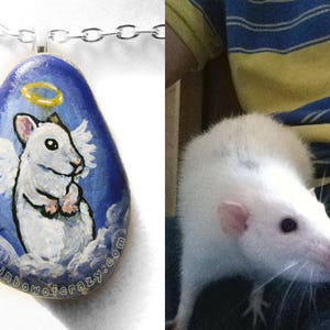 Custom Pet Jewelry, Angel Pet Necklace, Charm Pendant, Personalized Keepsake, Hand Painted Rock, Pet Memorial, Cat Painting, Dog Portrait image 8