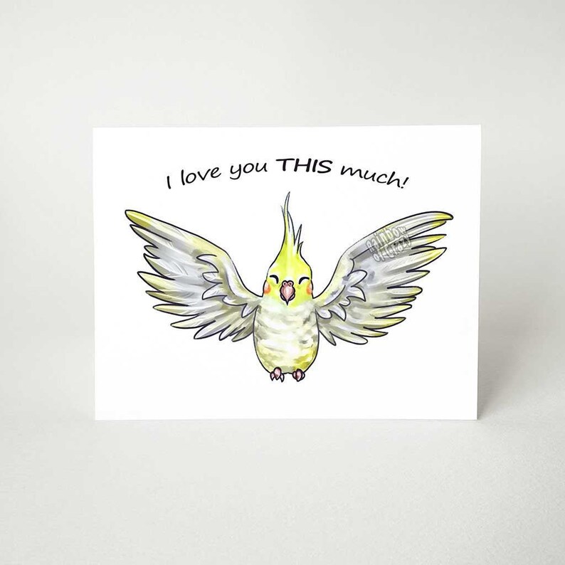 Yellow Cockatiel Card Valentines Card Happy Anniversary | Etsy