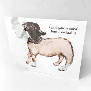 Carte de mouton drôle, joyeux anniversaire, amoureux des animaux de la ferme, carte de correspondance mignonne pour les enfants, message personnalisé, note d'anniversaire, cadeau fait main, pour agriculteur