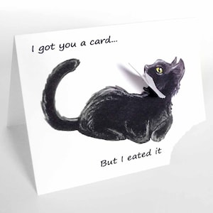 Carte drôle, carte de correspondance de chat noir, joyeux anniversaire, message personnalisé, carte de Saint-Valentin pour propriétaire d'animal de compagnie, amoureux des animaux, note d'anniversaire