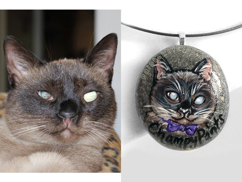 Custom Pet Necklace Portrait Pendant Hand Painted Animal Etsy