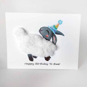 Carte rigolote, carte mouton noire, joyeux anniversaire à une brebis, impression d'animaux de la ferme, message personnalisé, carte vierge, texte personnalisé, carte d'anniversaire pour enfant