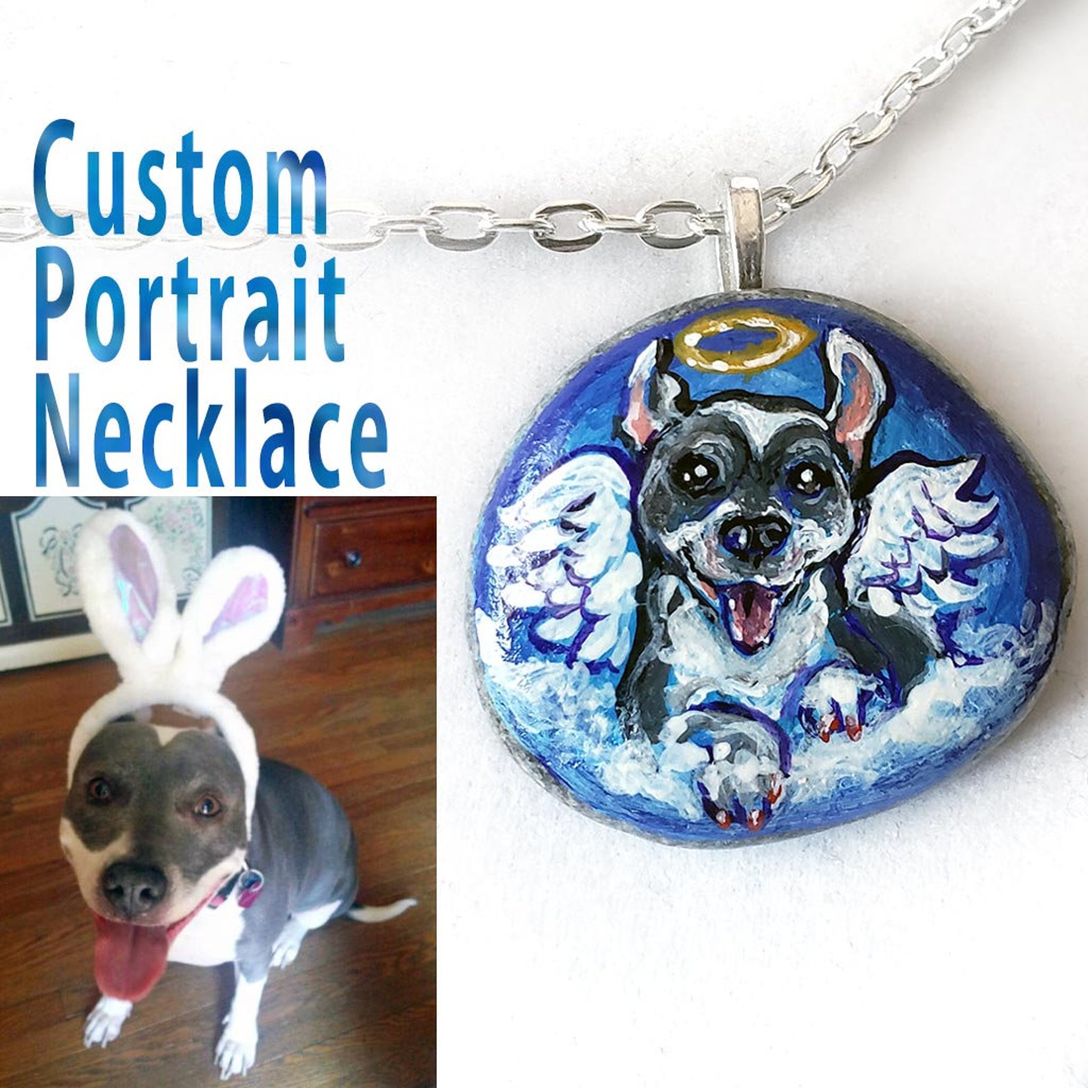Custom Pet Jewelry Angel Pet Necklace Charm Pendant Etsy