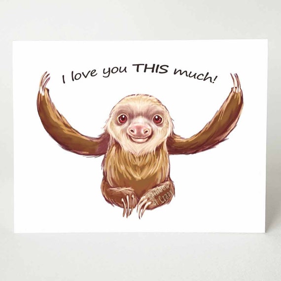 Handmade Wildlife Greetings Card - Sloth Love Handmade Wildlife Greetings Card - Sloth Love