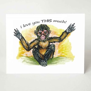スパイダーモンキーカード、バレンタインデー、記念日おめでとう、あなたをとても愛しています、動物園の動物愛好家、カスタムメッセージ、あなたがいなくて寂しい、あなたを想っています