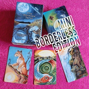 Animism Tarot MINI BORDERLESS Deck, Animal Tarot Cards, Happy Squirrel, Animal Symbol, Divination, Miniature Tarot Reading, Small Deck