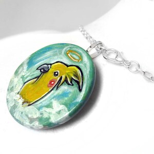 Cockatiel Necklace, Yellow Bird Jewelry, Keepsake Gift for Her, Pet Memorial, Angel Art, Hand Painted Wood Pendant, Pet Loss, Animal Lover image 5