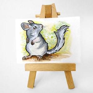 Goth Decor Gothic Illustration SALE: Chinchilla Art Print Chinchilla Skull Clearance Pet Portrait Minature Print Animal Lover