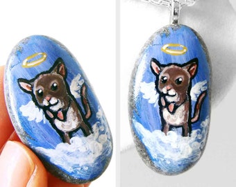 Mouse Necklace, Pet Portrait, Small Pet, Angel Pendant, Hand Painted Rock Painting, Animal Jewelry, Rat Art, Memorial Gift