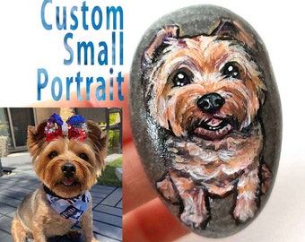 Custom Pet Portrait, Small Rock Art, Beach Stone Painting, Dog Memorial Gift, Cat Lover Gift, Hand Painted Pebble Art, Sympathy Gift
